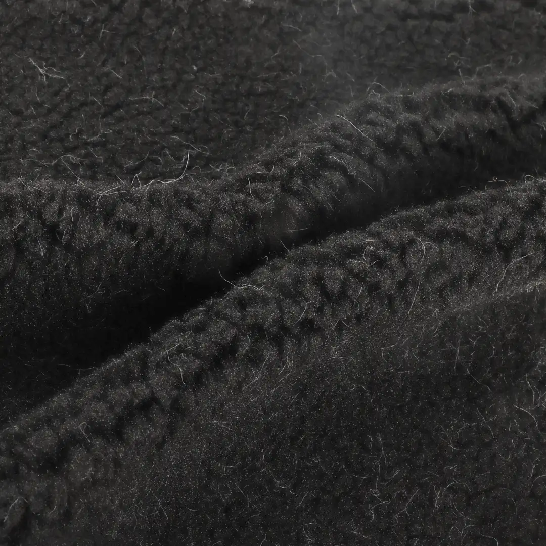 China Fabric for Padded Jacket,Overcoat,Sweatshirt Sherpa Knit Fabric Polyester Black color buy from China wholesaler bulk order at wholesale price free worldwide shipping Alibaba