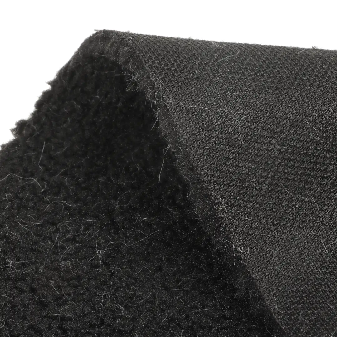 China Fabric for Padded Jacket,Overcoat,Sweatshirt Sherpa Knit Fabric Polyester Black color buy from China wholesaler bulk order at wholesale price free worldwide shipping Alibaba