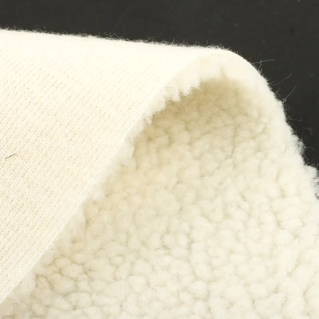 China Fabric for Jackets Sherpa Knit Fabric Polyester cream color buy from China wholesaler bulk order at wholesale price free worldwide shipping Alibaba