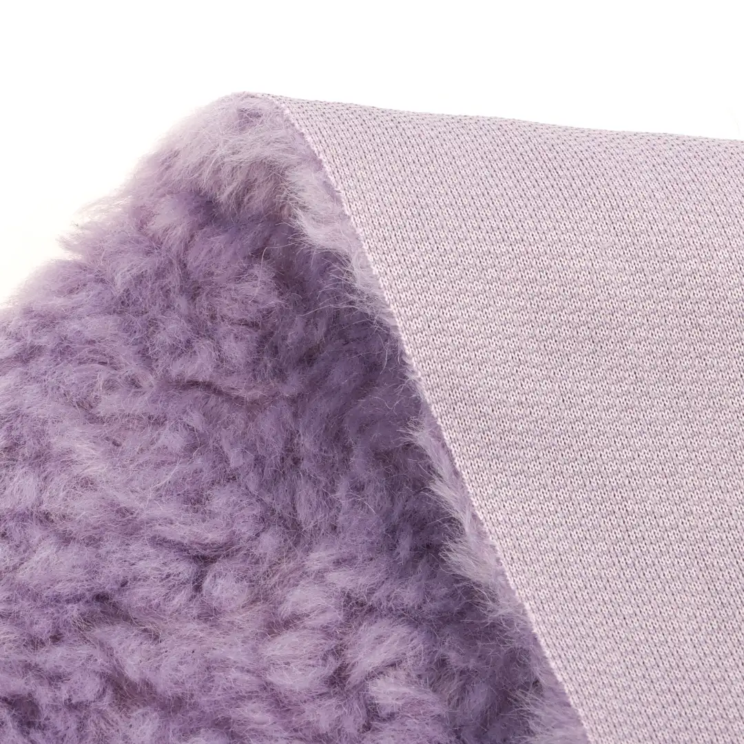 China Fabric for Jackets,Overcoat Fake Fur Knit Fabric Polyester Purple color buy from China wholesaler bulk order at wholesale price free worldwide shipping Alibaba