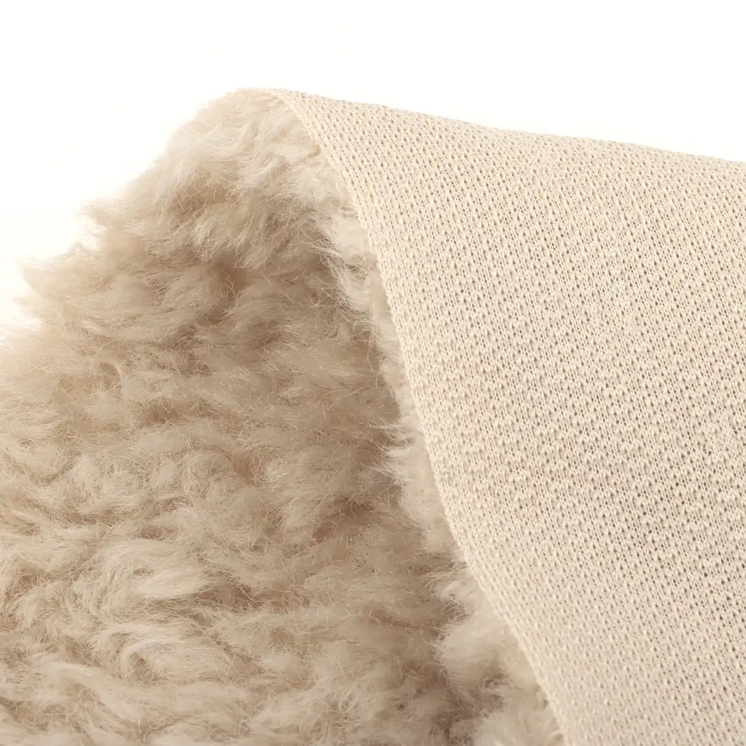 China Fabric for Jackets,Overcoat Teddy Knit Fabric Polyester Beige color buy from China wholesaler bulk order at wholesale price free worldwide shipping Alibaba