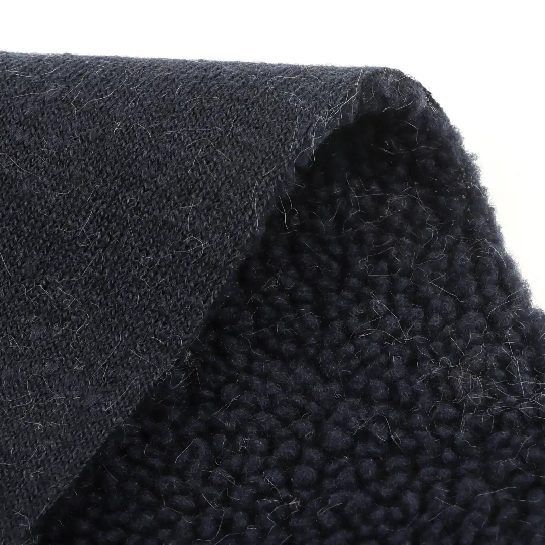 China Fabric for Jackets,Overcoat Sherpa Knit Fabric Polyester Navy color buy from China wholesaler bulk order at wholesale price free worldwide shipping Alibaba