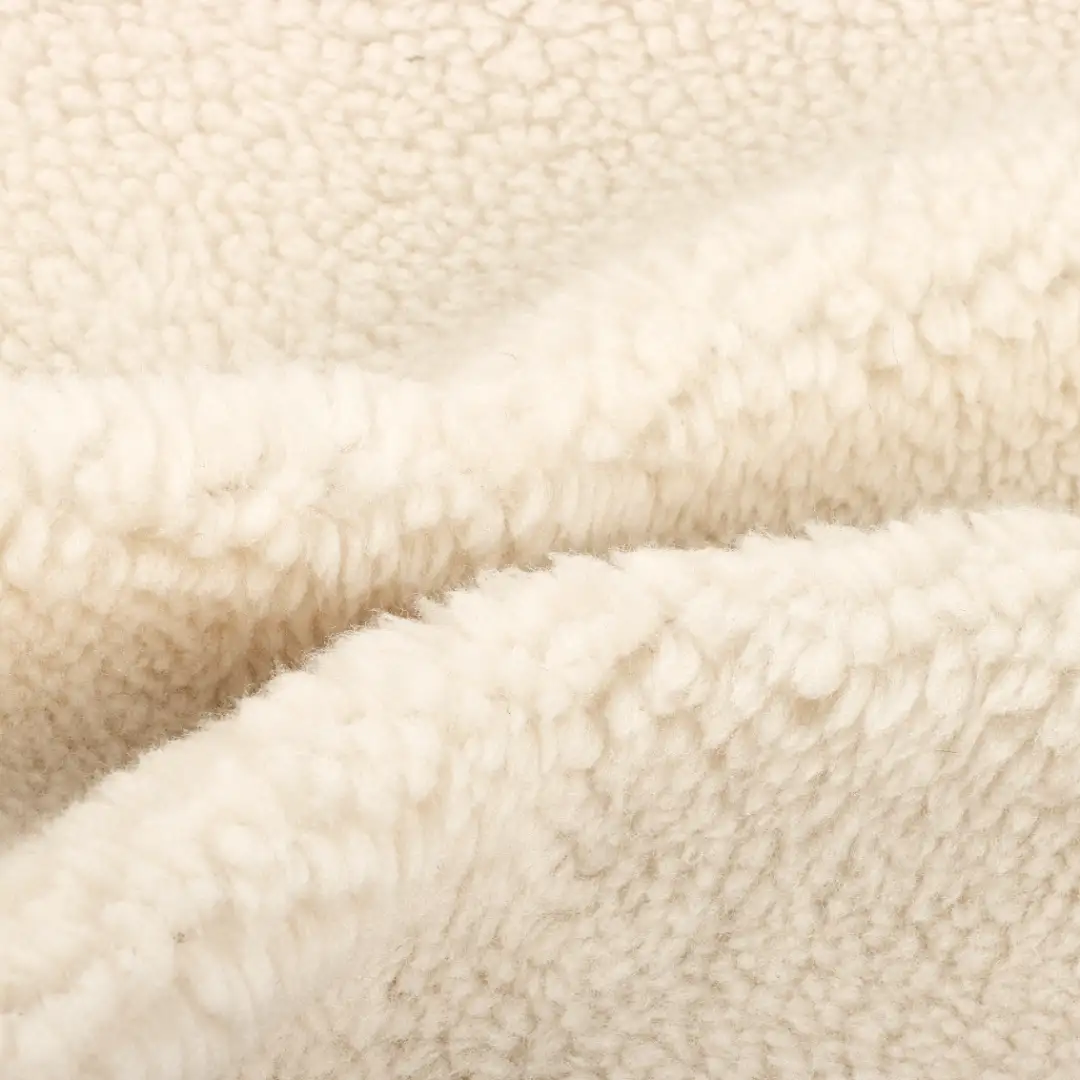 China Fabric for Jackets,Overcoat Sherpa Knit Fabric Polyester cream color buy from China wholesaler bulk order at wholesale price free worldwide shipping Alibaba