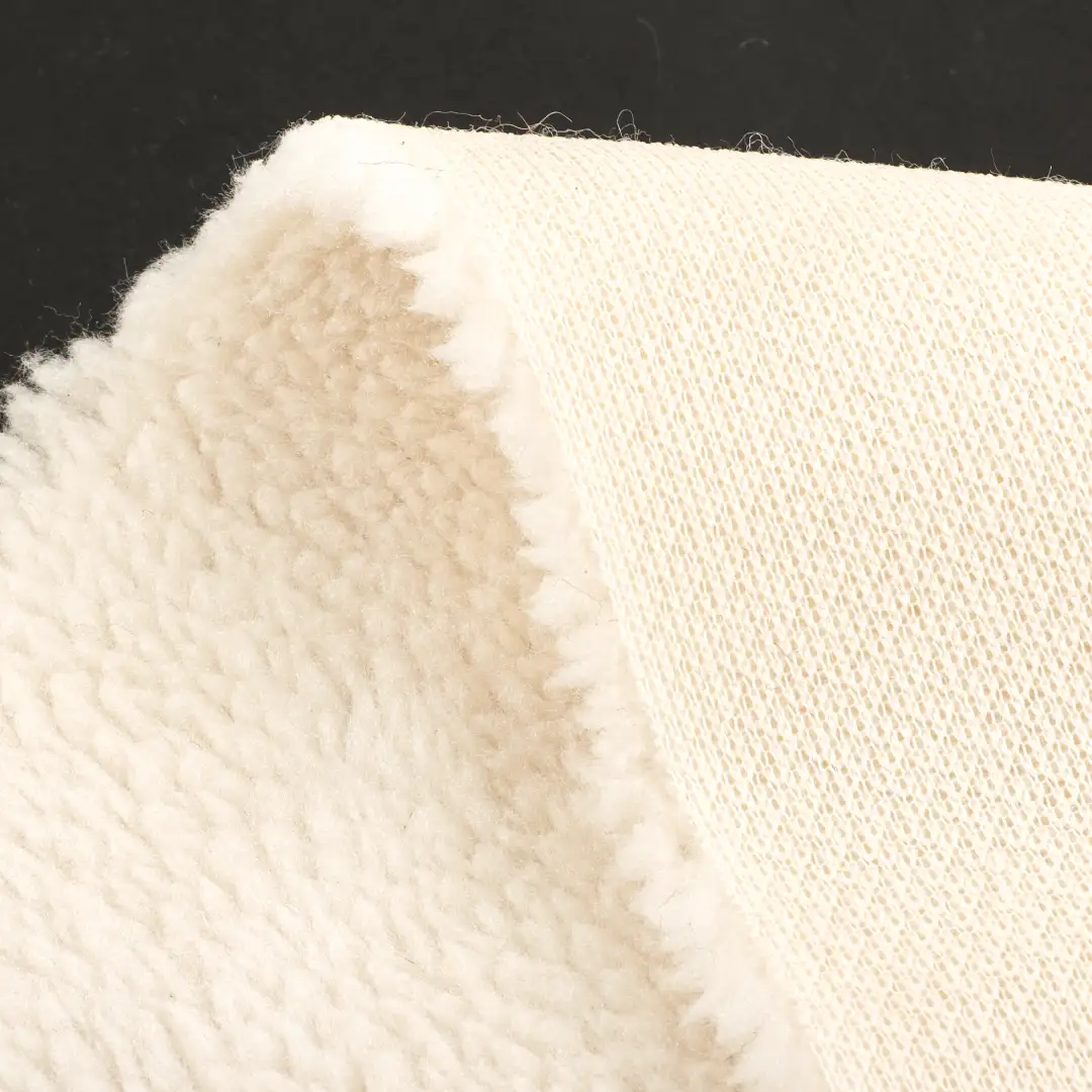 China Fabric for Jackets,Overcoat Sherpa Knit Fabric Polyester cream color buy from China wholesaler bulk order at wholesale price free worldwide shipping Alibaba