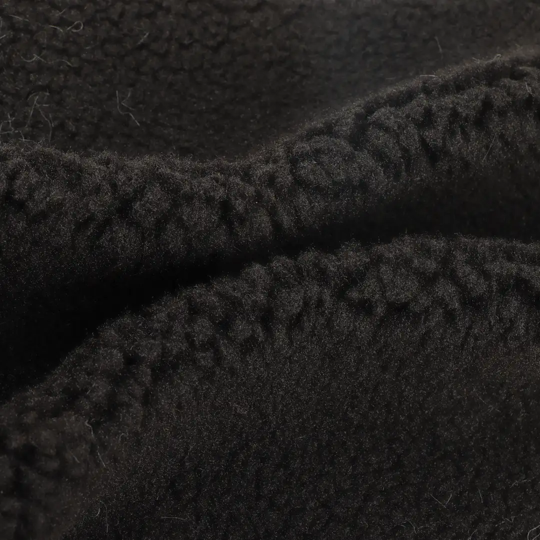 China Fabric for Jackets,Hoodie,Sweatshirt Sherpa Knit Fabric Polyester BLACK color buy from China wholesaler bulk order at wholesale price free worldwide shipping Alibaba