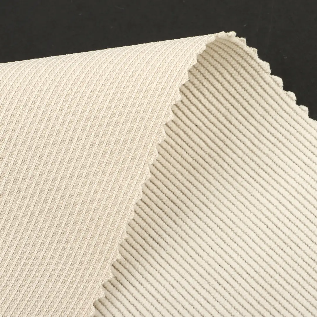 China Fabric for Pants,Jackets,Blazer,Hoodie knitted Corduroy Knit Fabric Polyester Beige color buy from China wholesaler bulk order at wholesale price free worldwide shipping Alibaba