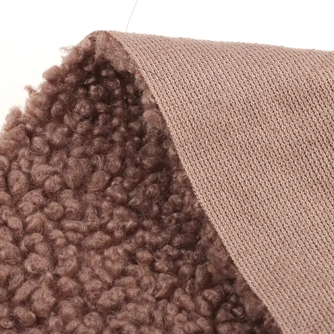 China Fabric for Jackets,Overcoat Teddy Knit Fabric Polyester Coffee color buy from China wholesaler bulk order at wholesale price free worldwide shipping Alibaba