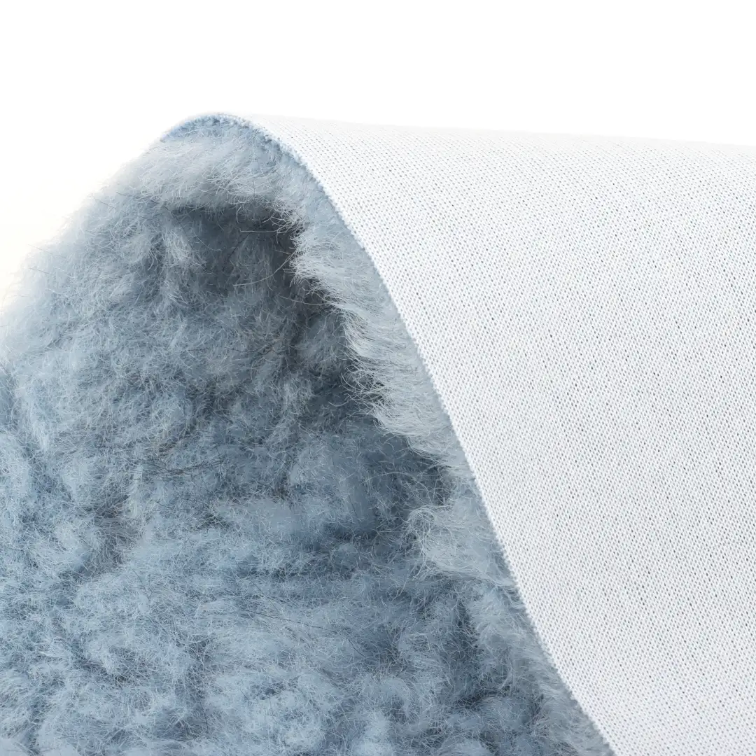 China Fabric for Jackets,Overcoat Sherpa Knit Fabric Polyester blue color buy from China wholesaler bulk order at wholesale price free worldwide shipping Alibaba