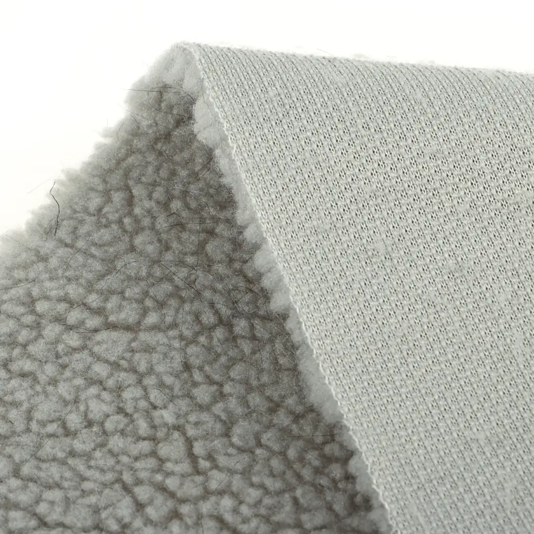 China Fabric for Jackets,Overcoat Sherpa Knit Fabric Polyester grey color buy from China wholesaler bulk order at wholesale price free worldwide shipping Alibaba