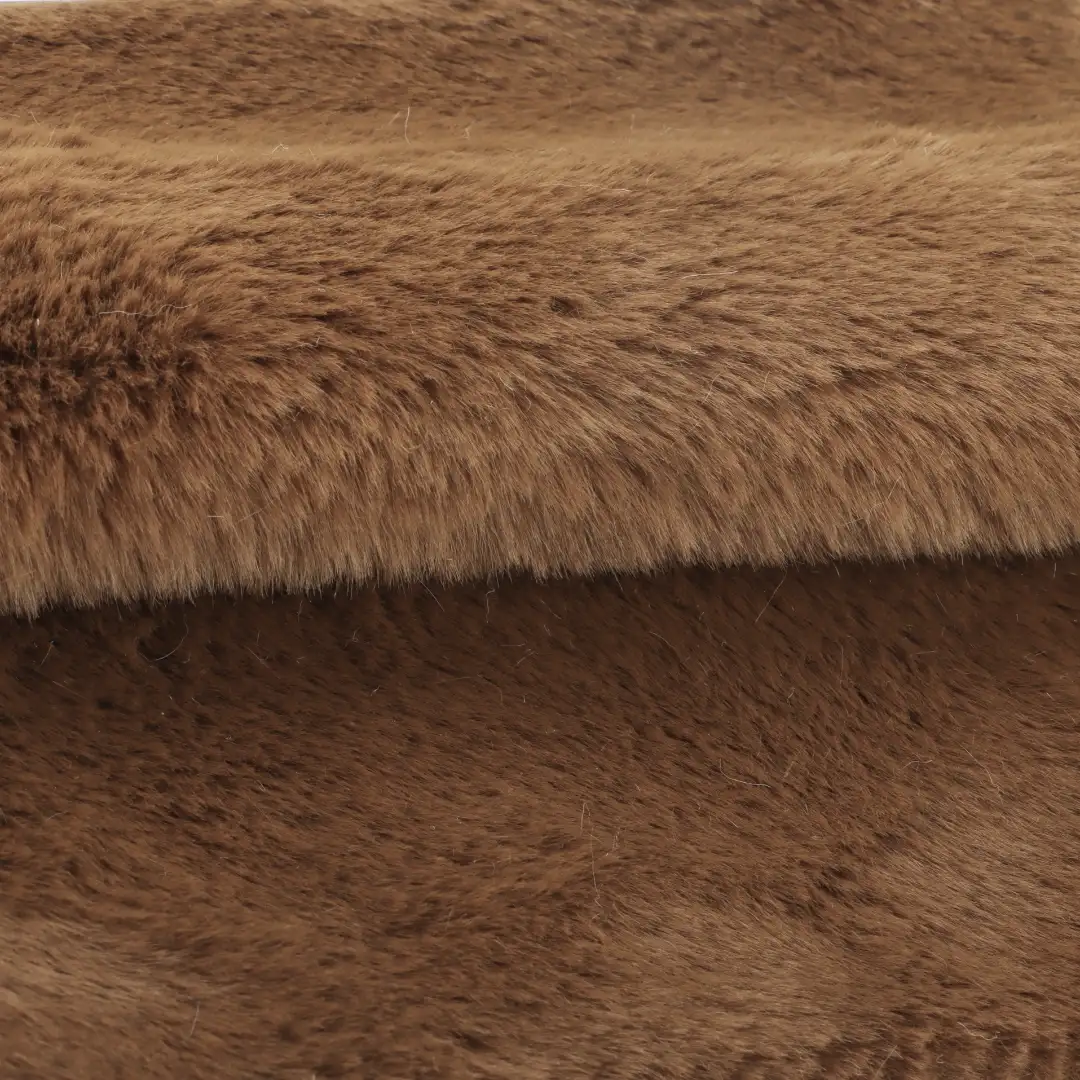 China Fabric for Jackets,Overcoat Fake Fur Knit Fabric Polyester Brown color buy from China wholesaler bulk order at wholesale price free worldwide shipping Alibaba