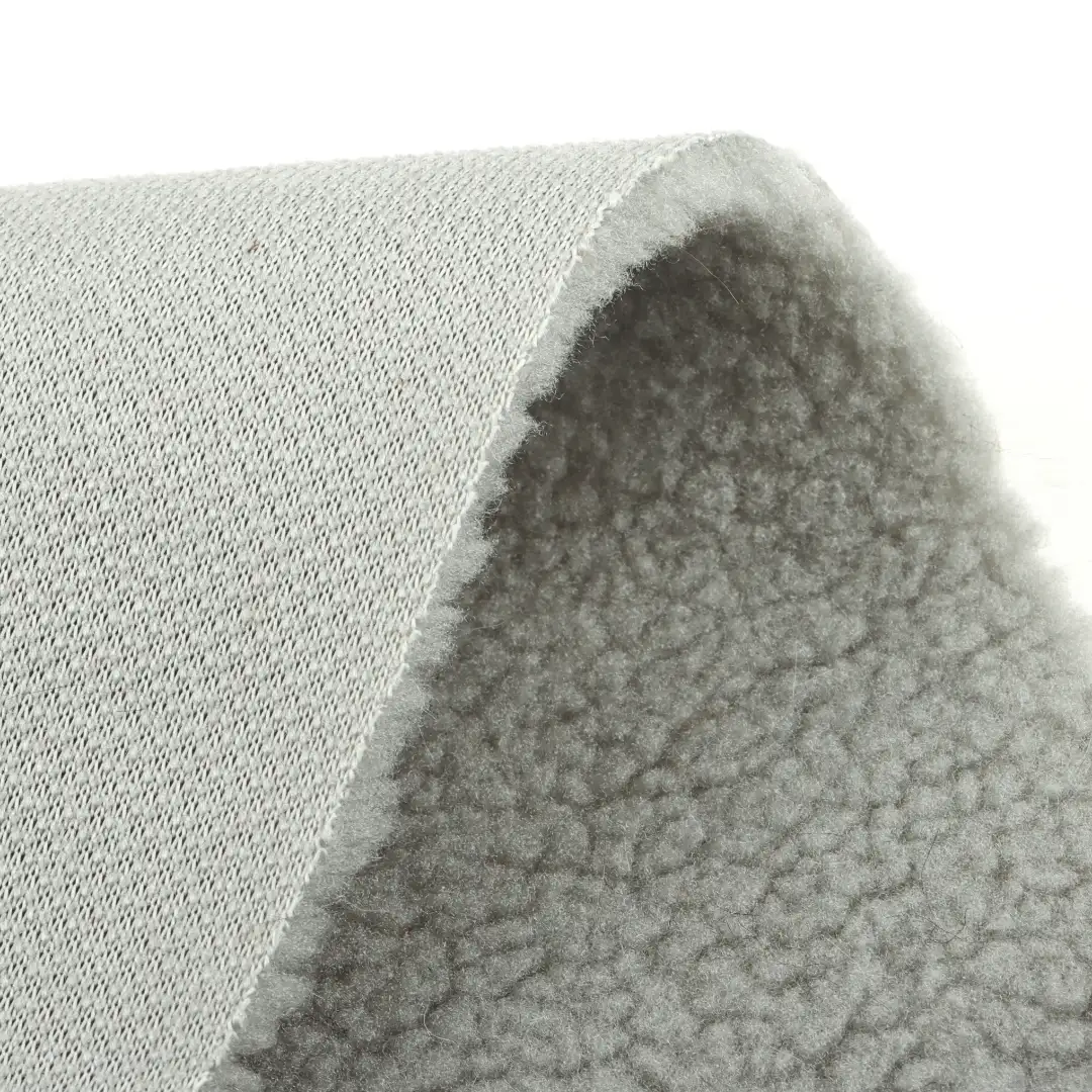 China Fabric for Jackets,Overcoat Sherpa Knit Fabric Polyester grey color buy from China wholesaler bulk order at wholesale price free worldwide shipping Alibaba