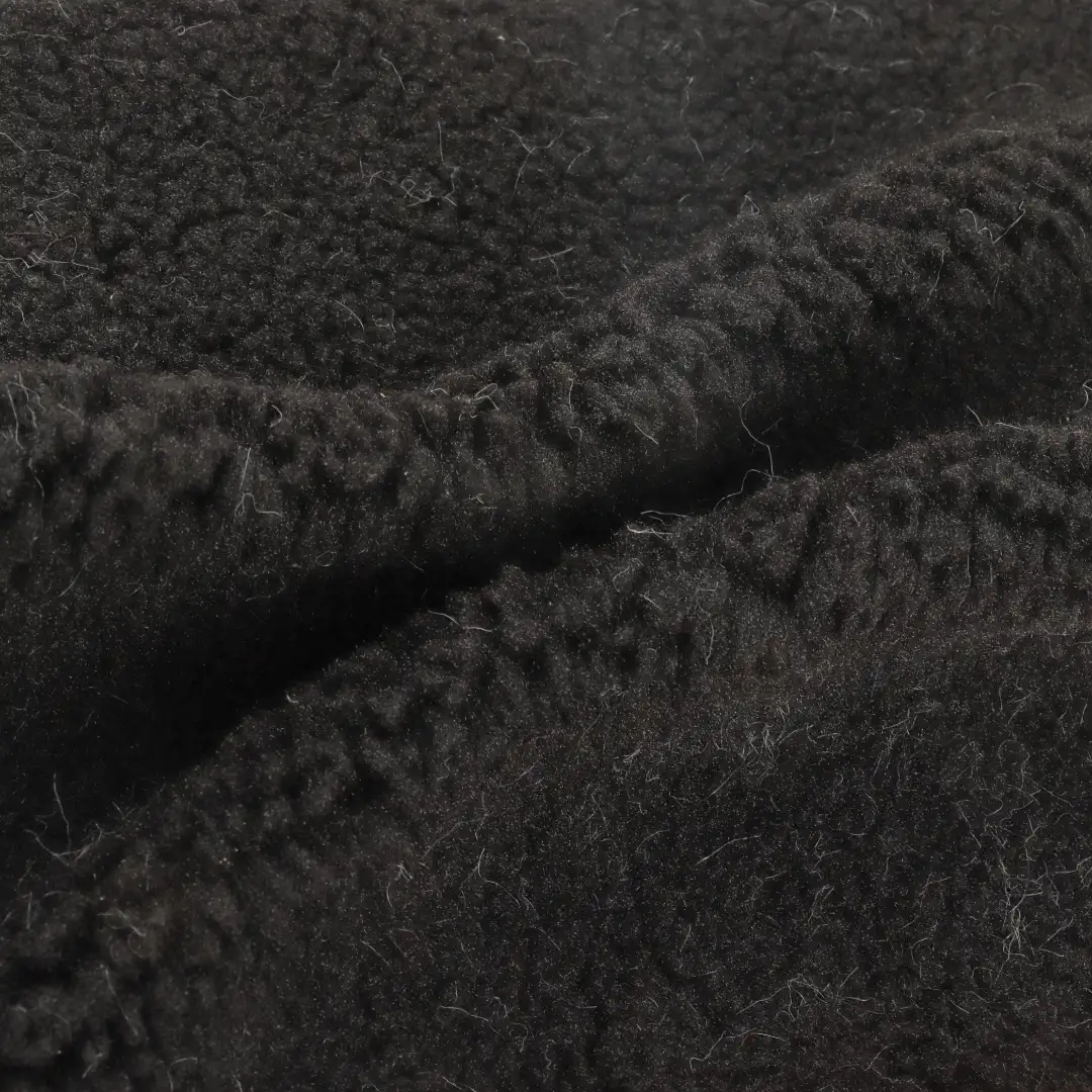 China Fabric for Jackets,Overcoat Sherpa Knit Fabric Polyester black color buy from China wholesaler bulk order at wholesale price free worldwide shipping Alibaba