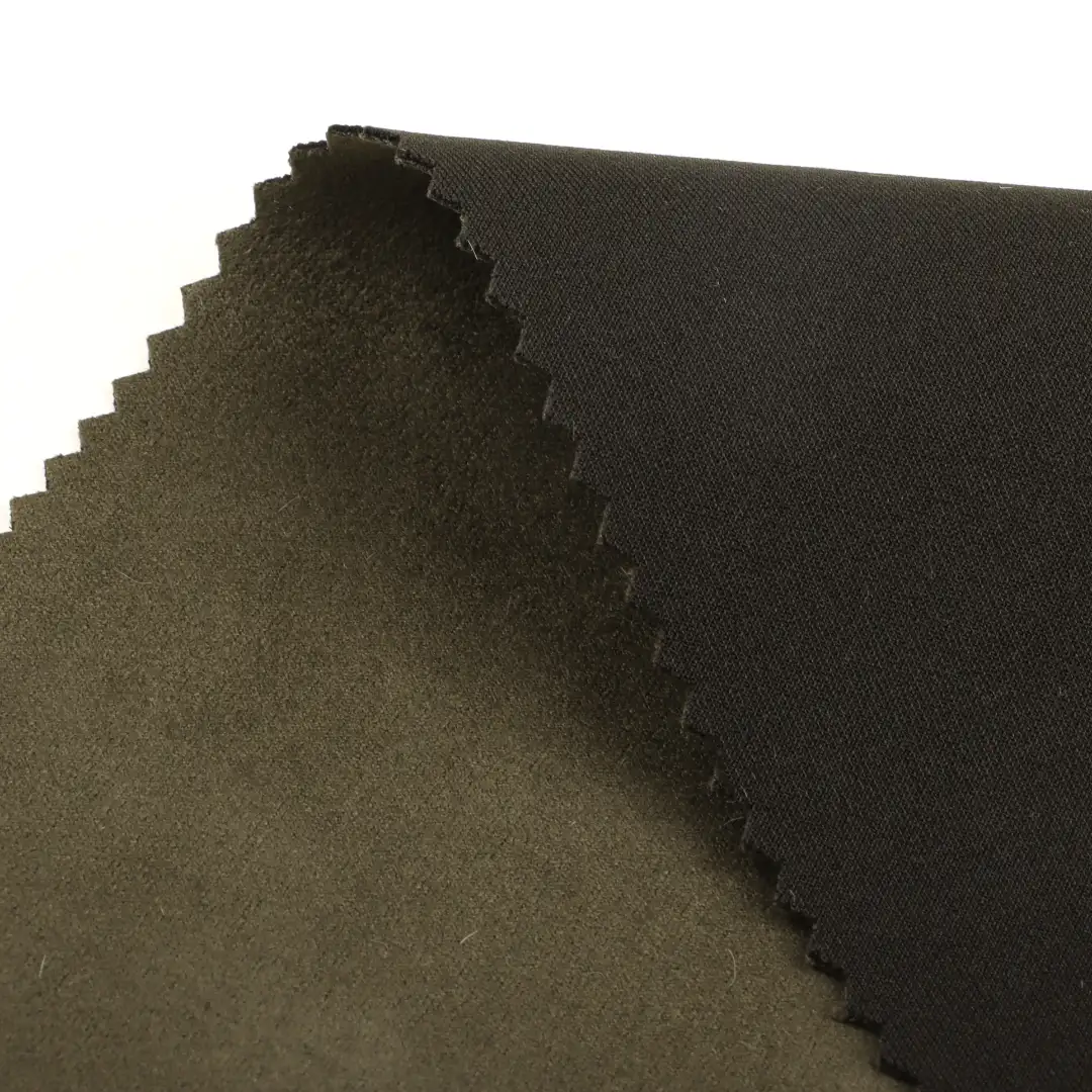 China Fabric for Jackets,Trench Coat Suede Knit Fabric Polyester Olive color buy from China wholesaler bulk order at wholesale price free worldwide shipping Alibaba