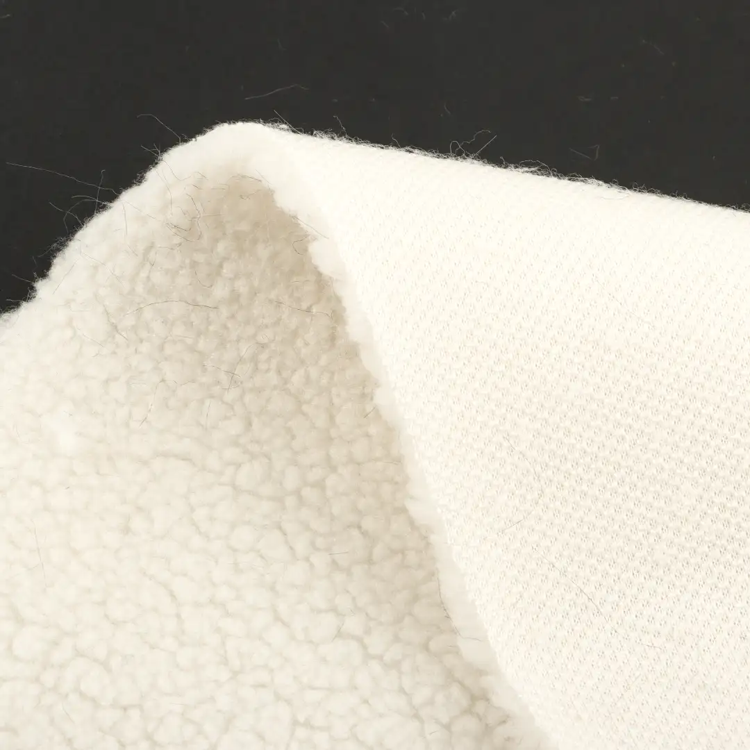 China Fabric for Jackets,Overcoat Sherpa Knit Fabric Polyester cream color buy from China wholesaler bulk order at wholesale price free worldwide shipping Alibaba