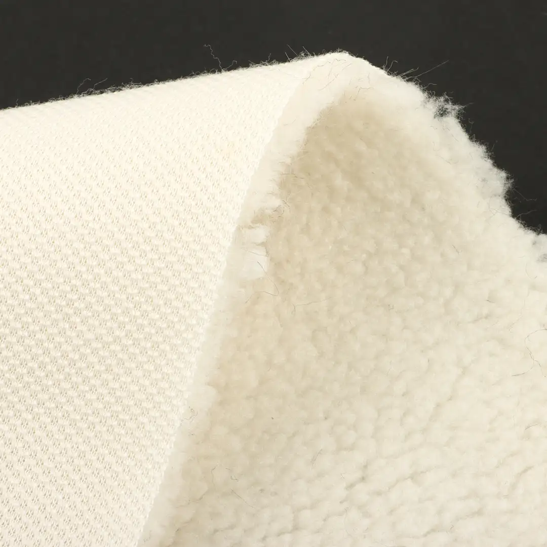 China Fabric for Jackets,Overcoat Sherpa Knit Fabric Polyester cream color buy from China wholesaler bulk order at wholesale price free worldwide shipping Alibaba