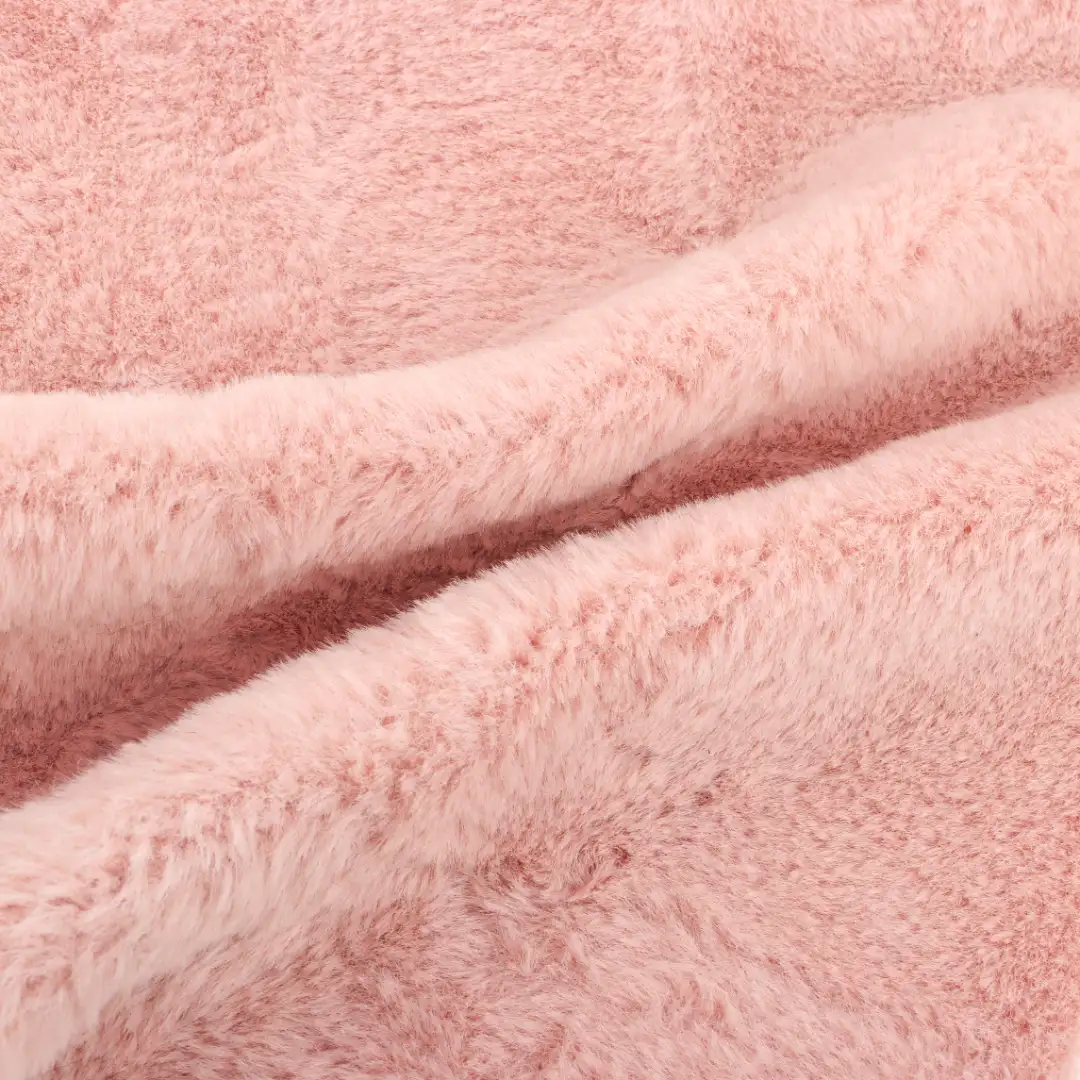 China Fabric for Overcoat Fake Fur Knit Fabric Polyester pink color buy from China wholesaler bulk order at wholesale price free worldwide shipping Alibaba