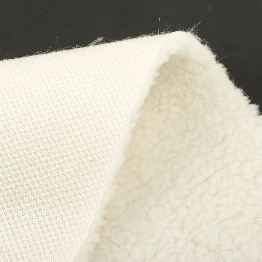 China Fabric for Jackets,Hoodie,Overcoat Sherpa Knit Fabric Polyester cream color buy from China wholesaler bulk order at wholesale price free worldwide shipping Alibaba
