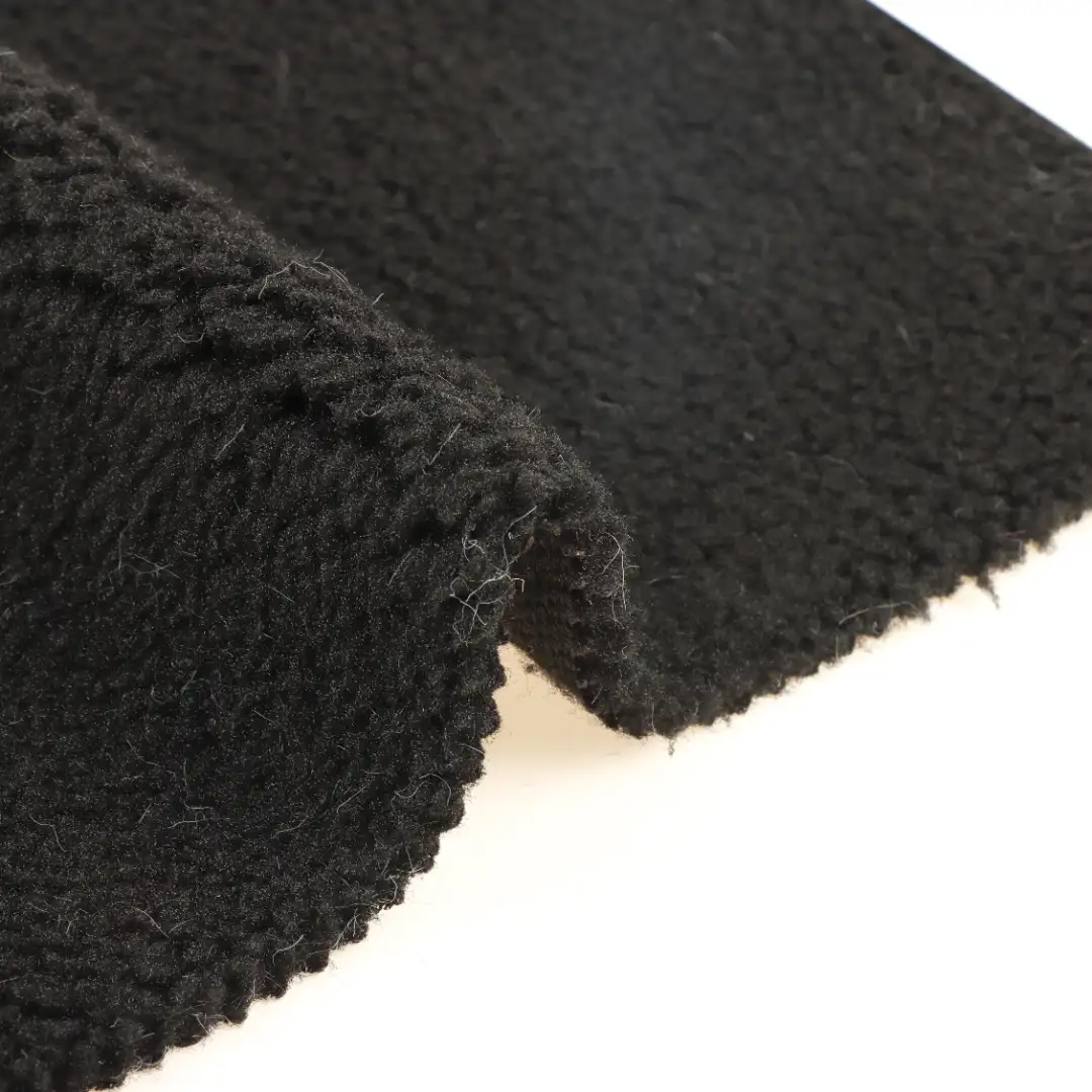 China Fabric for Overcoat Sherpa Knit Fabric Polyester black color buy from China wholesaler bulk order at wholesale price free worldwide shipping Alibaba