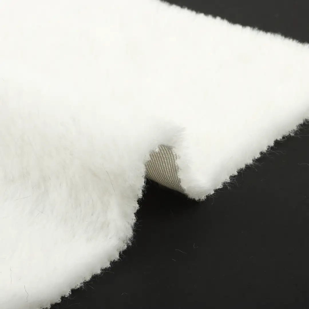 China Fabric for Jackets,Hoodie,Overcoat Fake Fur Knit Fabric Polyester white color buy from China wholesaler bulk order at wholesale price free worldwide shipping Alibaba