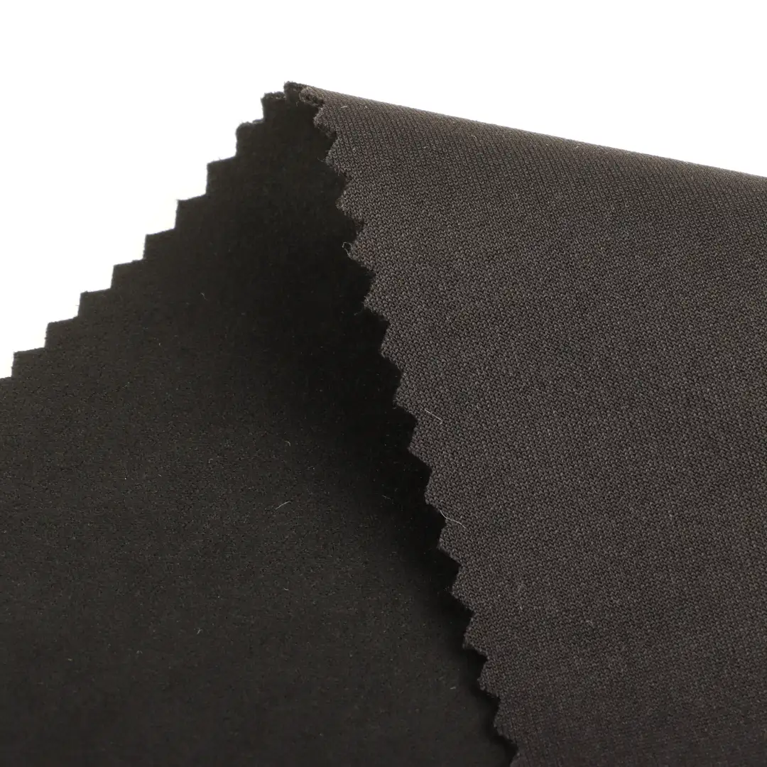 China Fabric for Jackets,Trench Coat Suede Knit Fabric Polyester Spandex black color buy from China wholesaler bulk order at wholesale price free worldwide shipping Alibaba