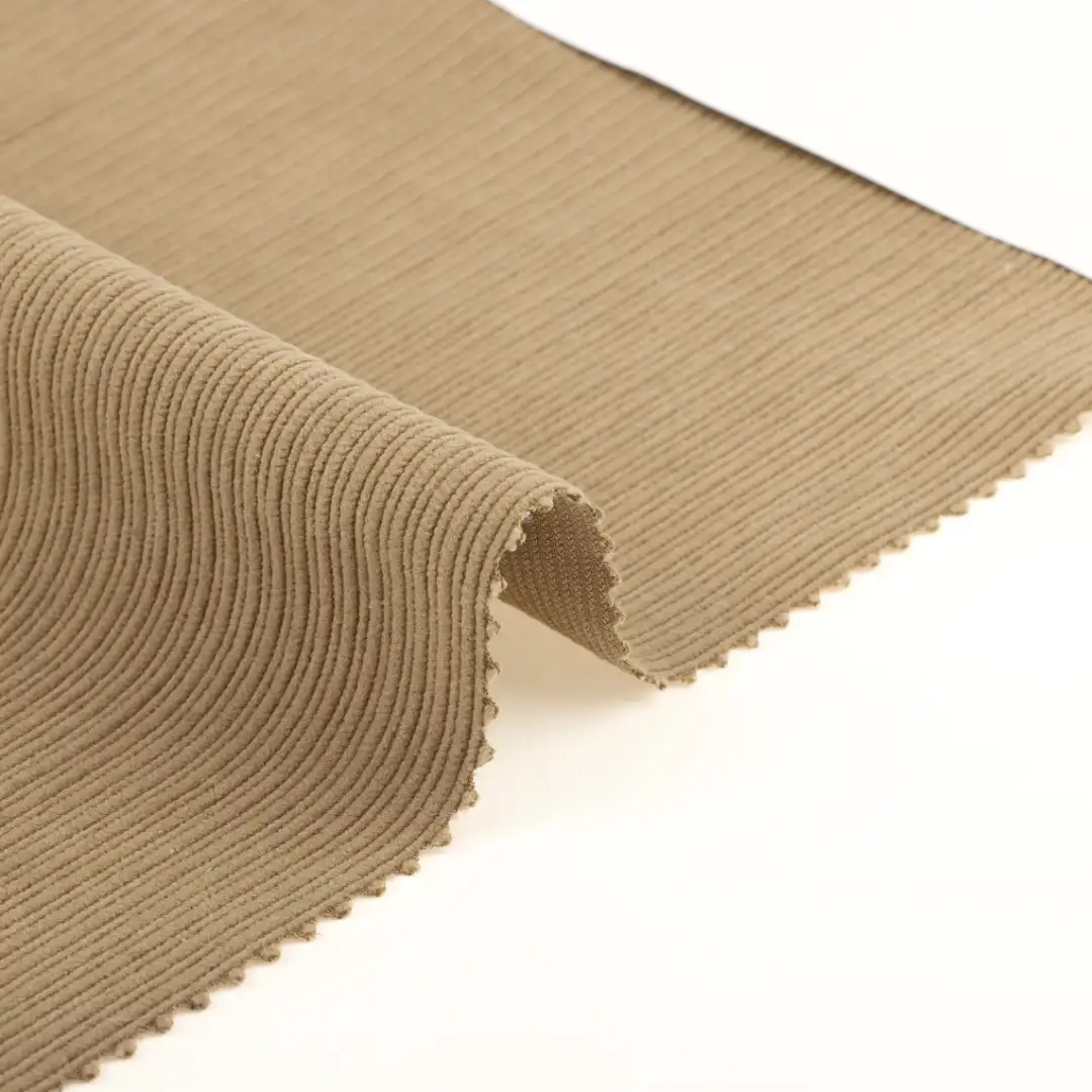 China Fabric for Pants,Jackets,Hoodie,Trench Coat knitted Corduroy Knit Fabric Polyester Khaki color buy from China wholesaler bulk order at wholesale price free worldwide shipping Alibaba