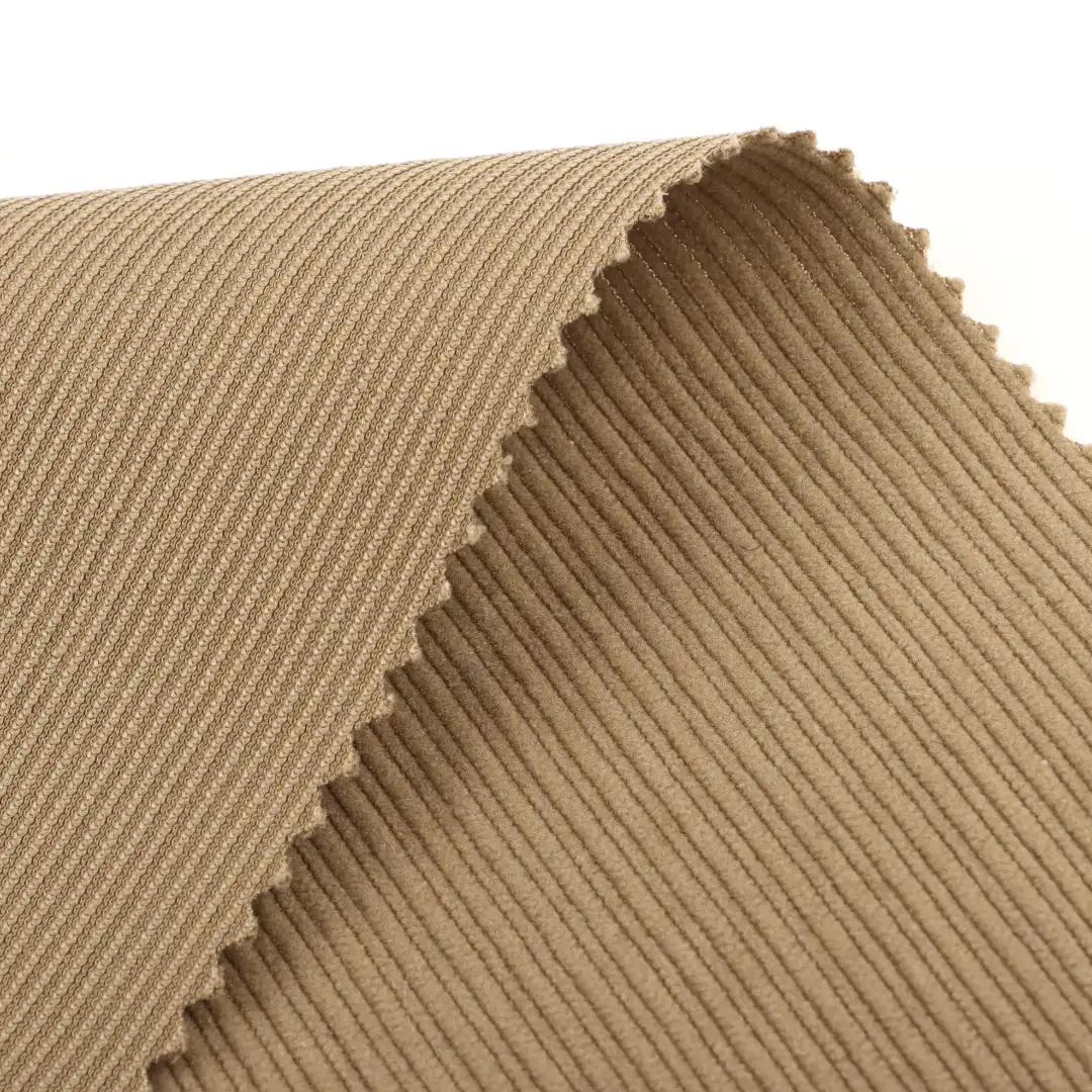 China Fabric for Pants,Jackets,Hoodie,Trench Coat knitted Corduroy Knit Fabric Polyester Khaki color buy from China wholesaler bulk order at wholesale price free worldwide shipping Alibaba