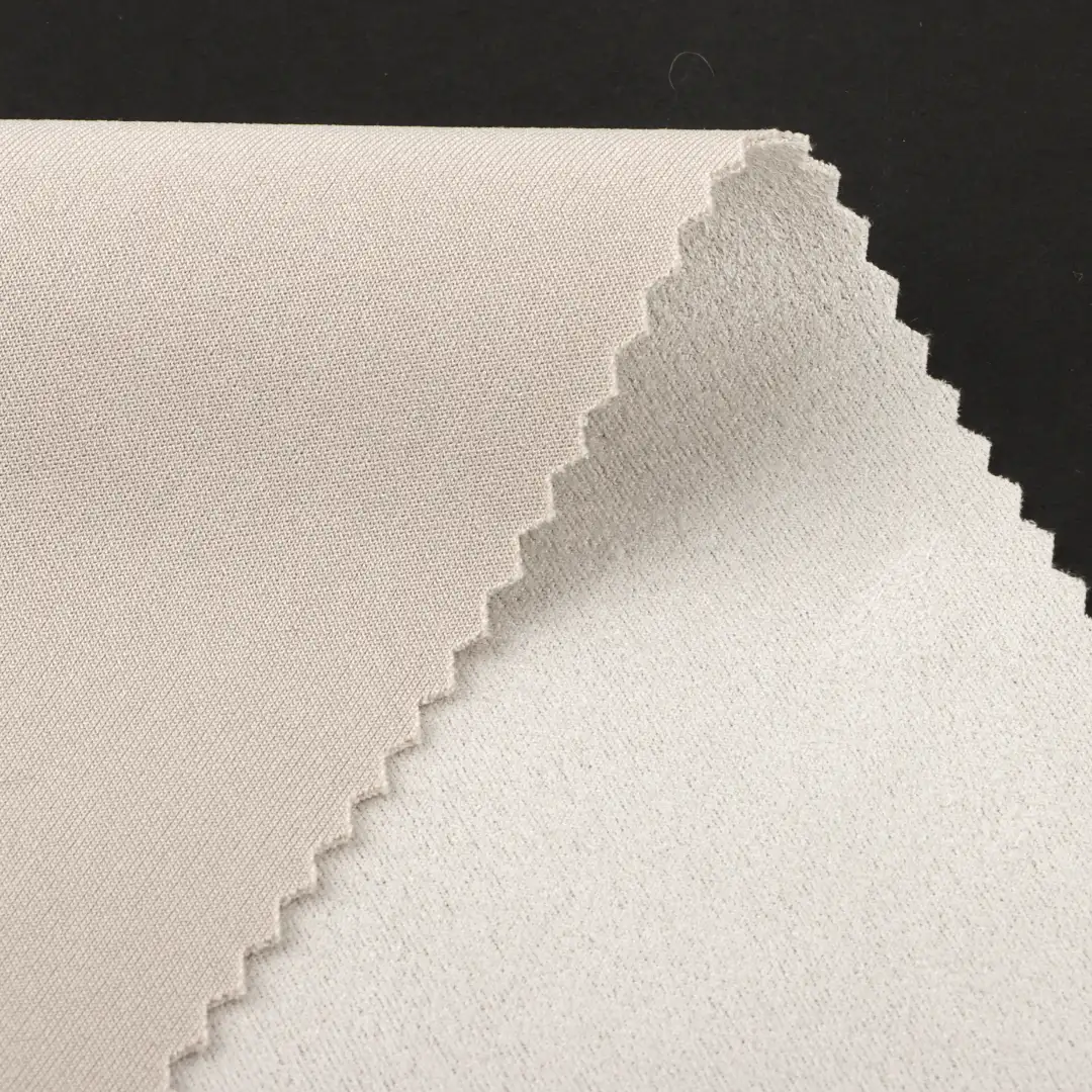 China Fabric for Jackets,Skirt,Trench Coat,Overcoat,Waist coat Suede Knit Fabric Polyester Spandex Grey color buy from China wholesaler bulk order at wholesale price free worldwide shipping Alibaba