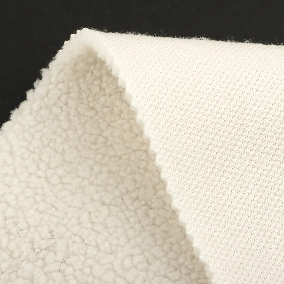 China Fabric for Hoodie,Trench Coat,Overcoat Sherpa Knit Fabric Polyester cream color buy from China wholesaler bulk order at wholesale price free worldwide shipping Alibaba