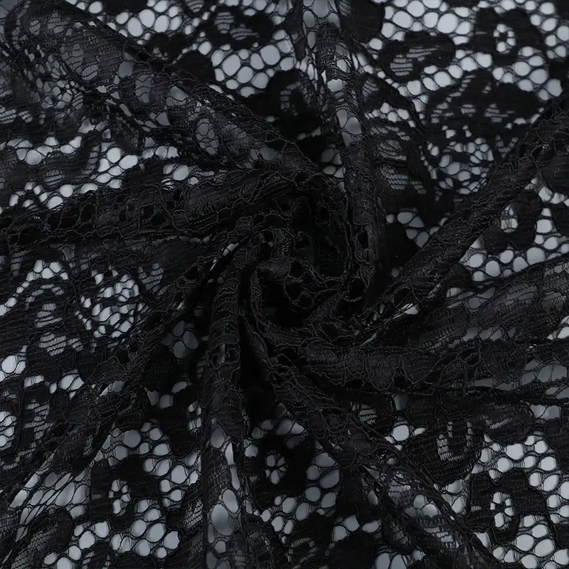 China Fabric for Shirt,Skirt Lace Knit Fabric Polyester Black color buy from China wholesaler bulk order at wholesale price free worldwide shipping Alibaba