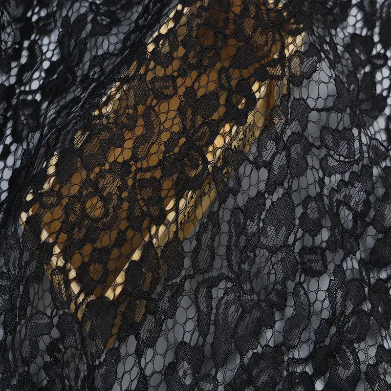China Fabric for Shirt,Skirt Lace Knit Fabric Polyester Black color buy from China wholesaler bulk order at wholesale price free worldwide shipping Alibaba