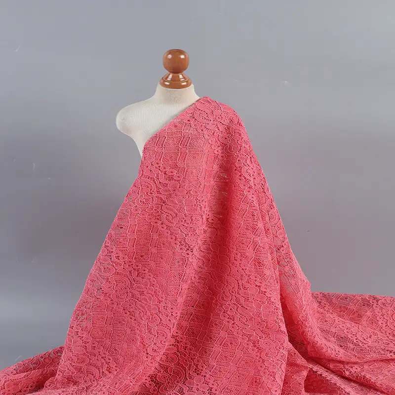 China Fabric for Shirt,Skirt Lace Knit Fabric Cotton Nylon Polyester Rayon Pink color buy from China wholesaler bulk order at wholesale price free worldwide shipping Alibaba