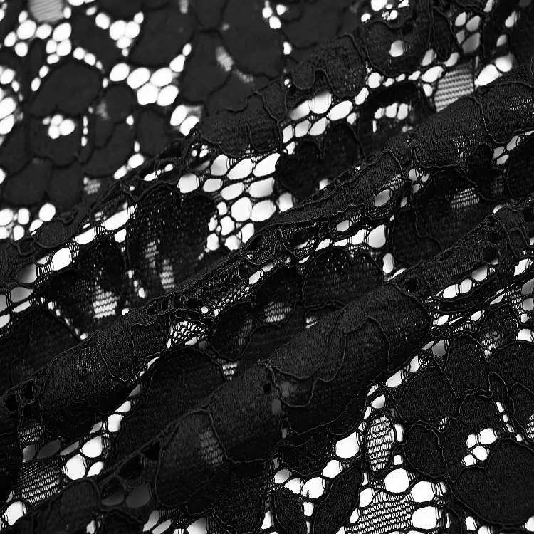 China Fabric for Lingerie,Skirt Lace Knit Fabric Cotton Nylon Rayon Black color buy from China wholesaler bulk order at wholesale price free worldwide shipping Alibaba