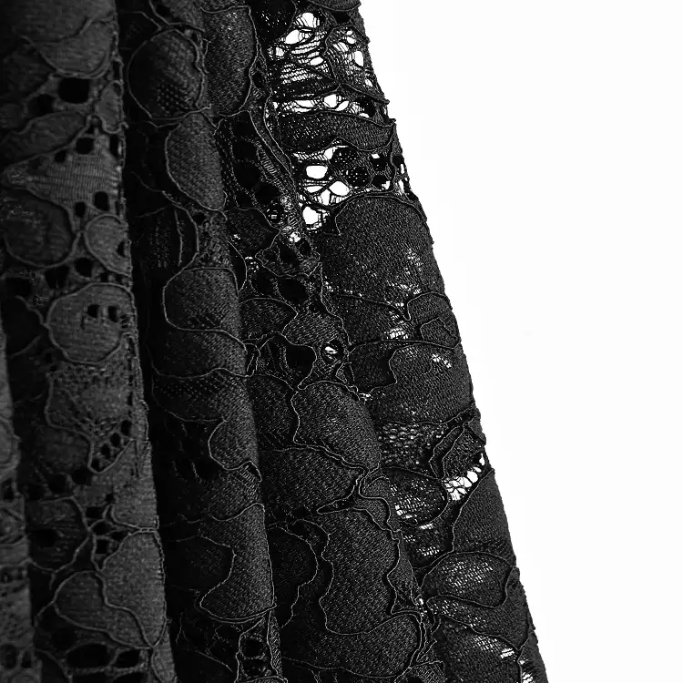 China Fabric for Lingerie,Skirt Lace Knit Fabric Cotton Nylon Rayon Black color buy from China wholesaler bulk order at wholesale price free worldwide shipping Alibaba