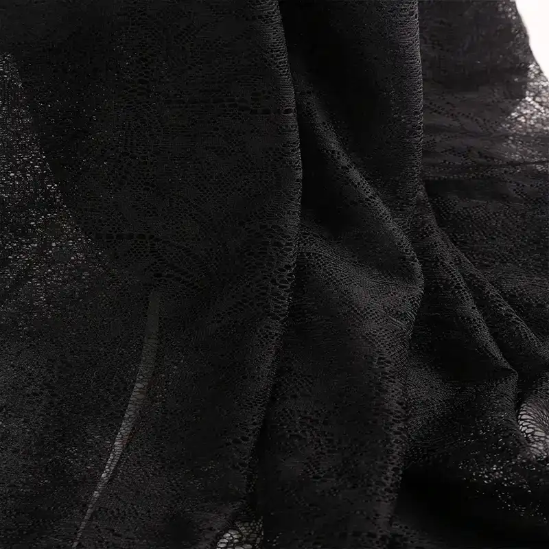 China Fabric for Shirt,Skirt Lace Knit Fabric Polyester Black color buy from China wholesaler bulk order at wholesale price free worldwide shipping Alibaba