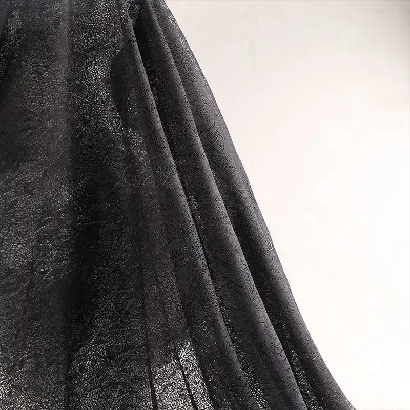 China Fabric for Shirt,Skirt Lace Knit Fabric Polyester Black color buy from China wholesaler bulk order at wholesale price free worldwide shipping Alibaba