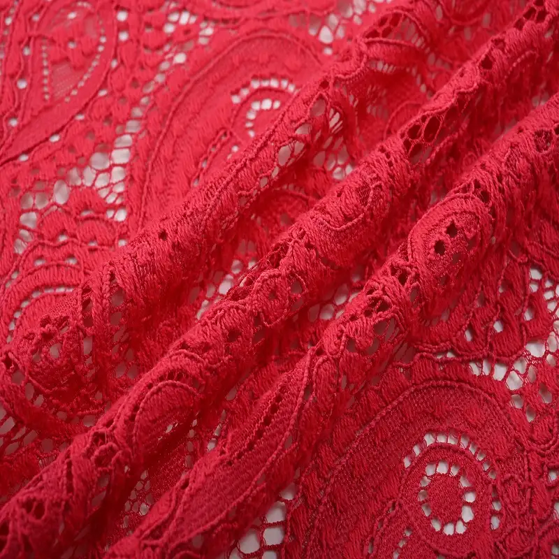 China Fabric for Skirt,Dresses (Pullover)  Lace Knit Fabric Nylon Rayon Cotton RED color buy from China wholesaler bulk order at wholesale price free worldwide shipping Alibaba