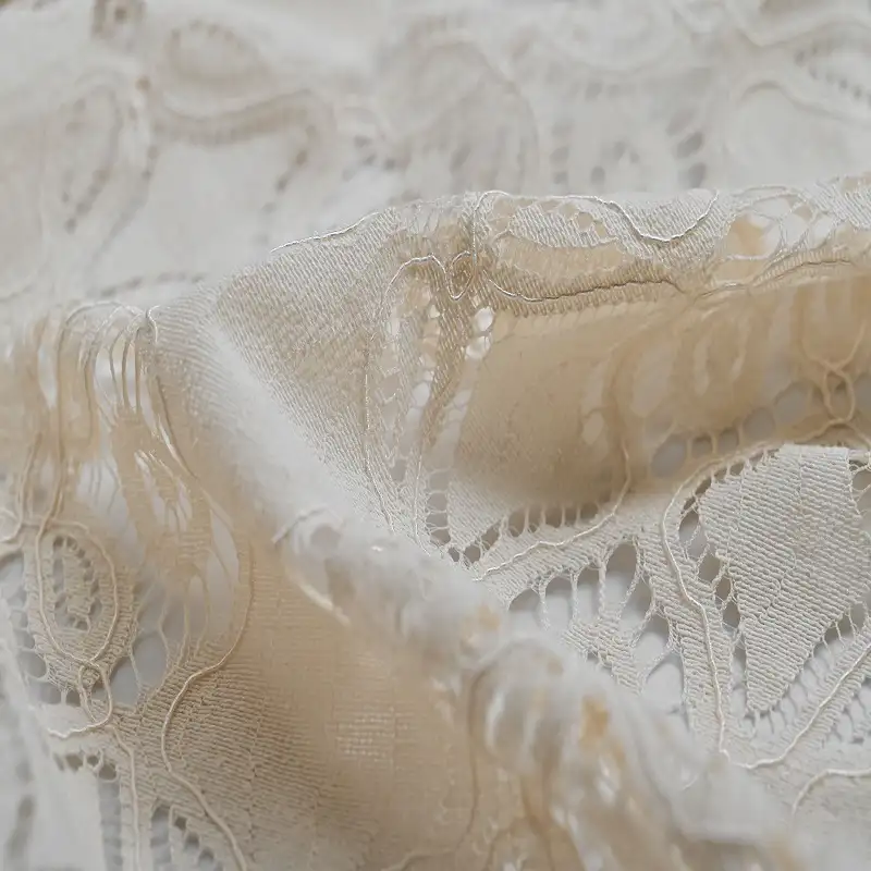 China Fabric for Shirt,Skirt,Dresses (Pullover)  Lace Knit Fabric Cotton Nylon Rayon Antique White color buy from China wholesaler bulk order at wholesale price free worldwide shipping Alibaba