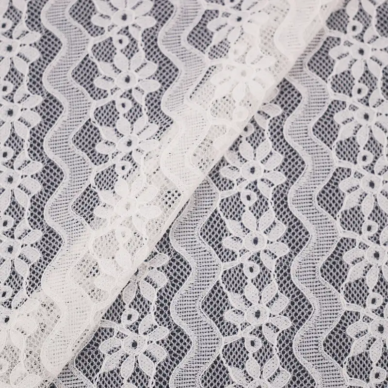 China Fabric for Shirt,T-Shirt,Skirt Lace Knit Fabric Nylon Spandex White color buy from China wholesaler bulk order at wholesale price free worldwide shipping Alibaba