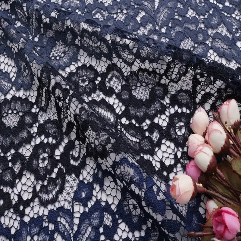 China Fabric for Shirt,Skirt Lace Knit Fabric Polyester Navy color buy from China wholesaler bulk order at wholesale price free worldwide shipping Alibaba