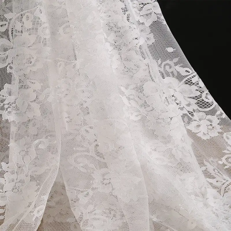 China Fabric for Skirt Lace Knit Fabric Nylon White color buy from China wholesaler bulk order at wholesale price free worldwide shipping Alibaba