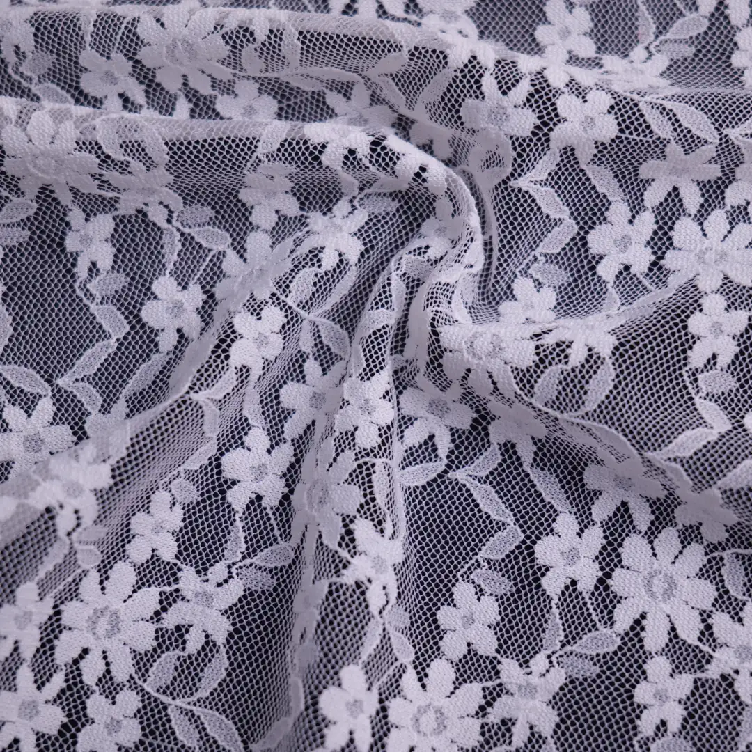 China Fabric for T-Shirt,Skirt Lace Knit Fabric Polyester Spandex White color buy from China wholesaler bulk order at wholesale price free worldwide shipping Alibaba