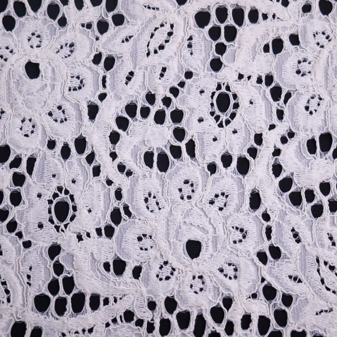 China Fabric for Shirt,Skirt Lace Knit Fabric Cotton Rayon White color buy from China wholesaler bulk order at wholesale price free worldwide shipping Alibaba