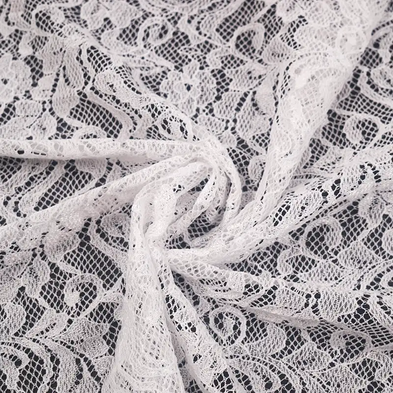 China Fabric for Shirt,Skirt Lace Knit Fabric Nylon Spandex White color buy from China wholesaler bulk order at wholesale price free worldwide shipping Alibaba