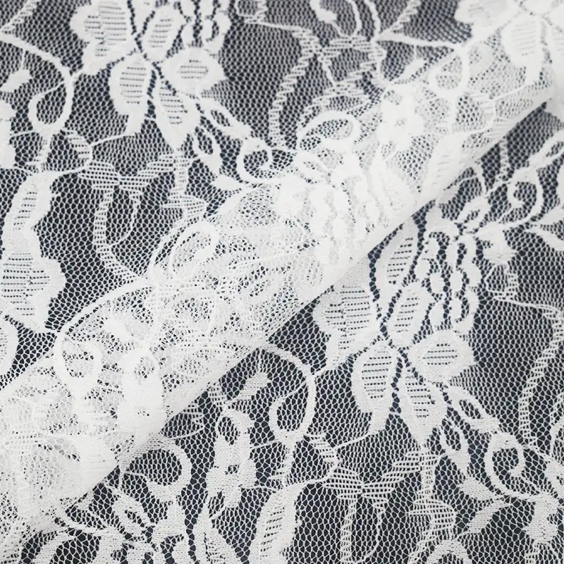 China Fabric for T-Shirt,Skirt Lace Knit Fabric Nylon Spandex White color buy from China wholesaler bulk order at wholesale price free worldwide shipping Alibaba