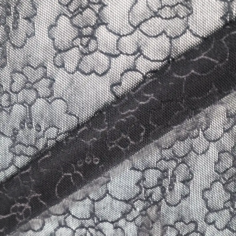China Fabric for T-Shirt,Skirt Lace Knit Fabric Nylon Spandex Black color buy from China wholesaler bulk order at wholesale price free worldwide shipping Alibaba