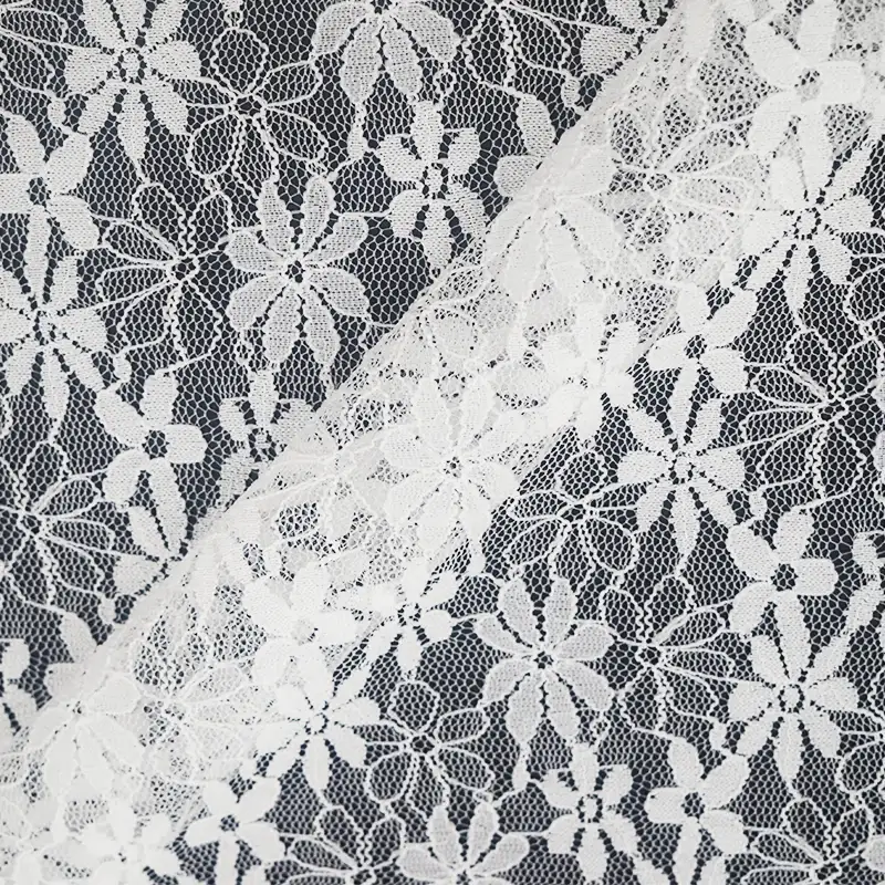 China Fabric for Shirt,Skirt Lace Knit Fabric Nylon Spandex White color buy from China wholesaler bulk order at wholesale price free worldwide shipping Alibaba