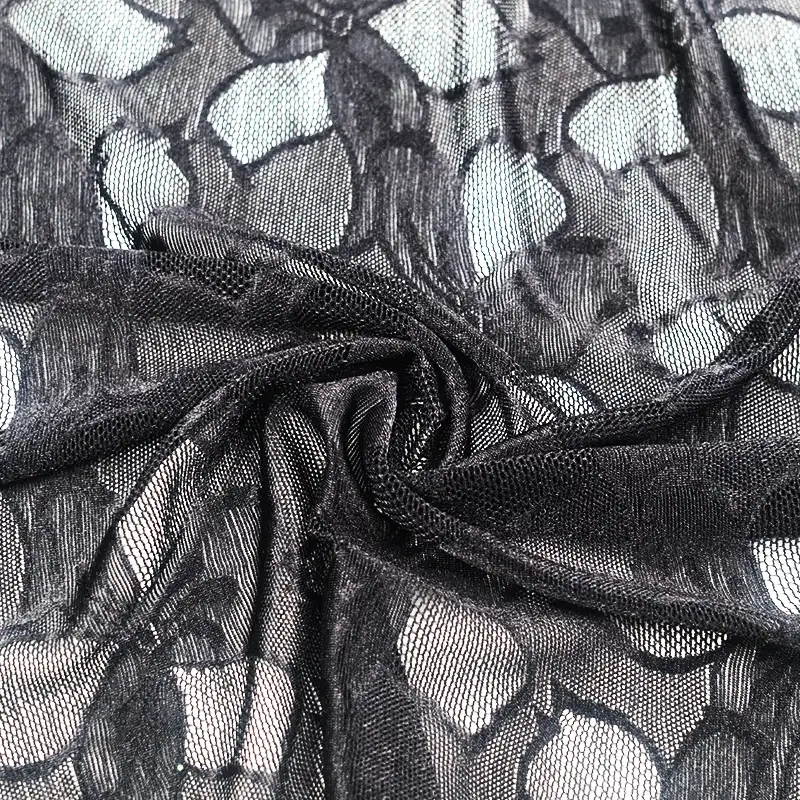 China Fabric for Skirt Lace Knit Fabric Nylon Spandex Black color buy from China wholesaler bulk order at wholesale price free worldwide shipping Alibaba