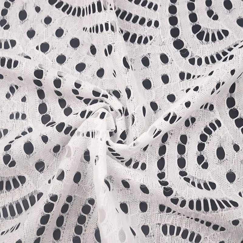 China Fabric for T-Shirt,Skirt Lace Knit Fabric Nylon Spandex White color buy from China wholesaler bulk order at wholesale price free worldwide shipping Alibaba