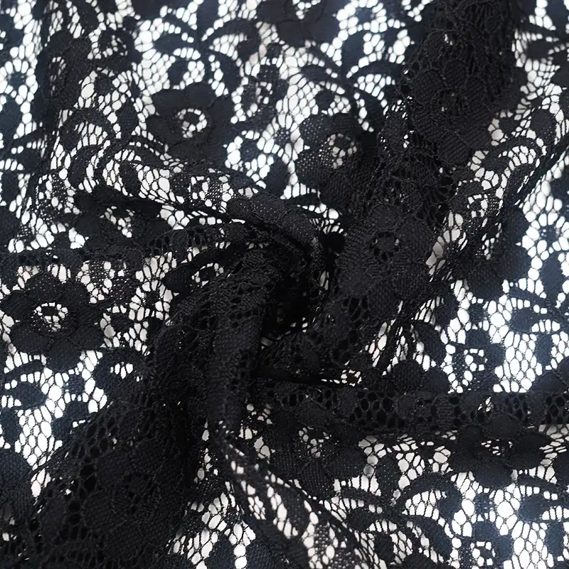 China Fabric for Skirt Lace Knit Fabric Nylon Spandex Black color buy from China wholesaler bulk order at wholesale price free worldwide shipping Alibaba