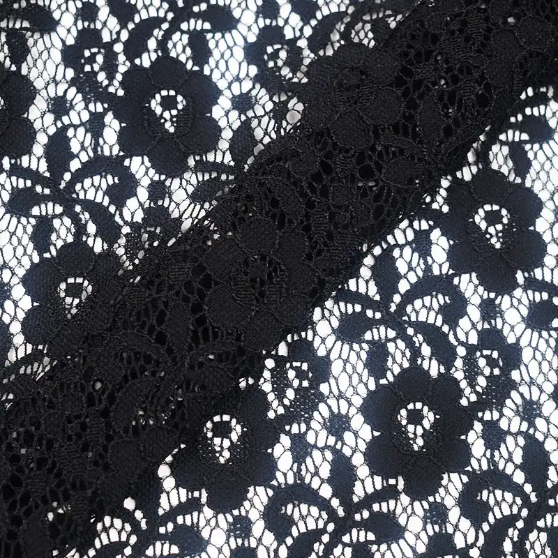 China Fabric for Skirt Lace Knit Fabric Nylon Spandex Black color buy from China wholesaler bulk order at wholesale price free worldwide shipping Alibaba